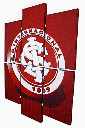 Quadro Escudo do Inter 3D Mosaico Madeira Tamanho Grande