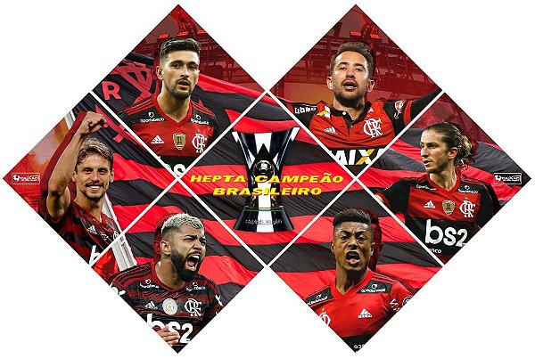 Quadro do Flamengo Heptacampeão Brasileiro 3d Mosaico 07 Peças