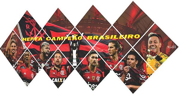 Quadro do Flamengo Heptacampeão Brasileiro 3d Mosaico 13 Peças
