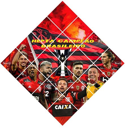 Quadro do Flamengo Heptacampeão Brasileiro 3d Mosaico 16 Peças