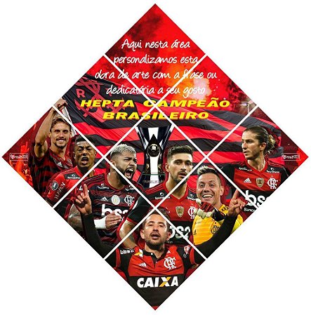 Quadro do Flamengo Heptacampeão Brasileiro 3d Mosaico 09 Peças Personalizado com a Frase ou Dedicatória a Seu Gosto