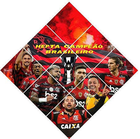 Quadro do Flamengo Heptacampeão Brasileiro 3d Mosaico 09 Peças
