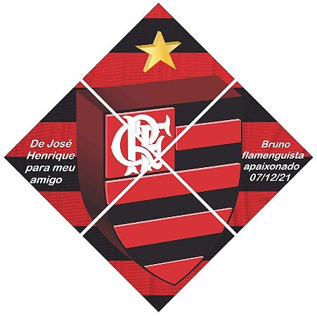 Quadro Escudo do Flamengo nº 01 3d Mosaico 04 Peças Personalizado Com a Frase ou Dedicatória a seu Gosto