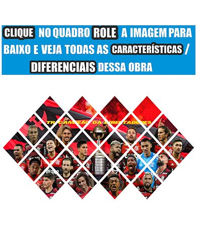 Quadro do Flamengo Tricampeão da Libertadores 3D Mosaico 24 Peças