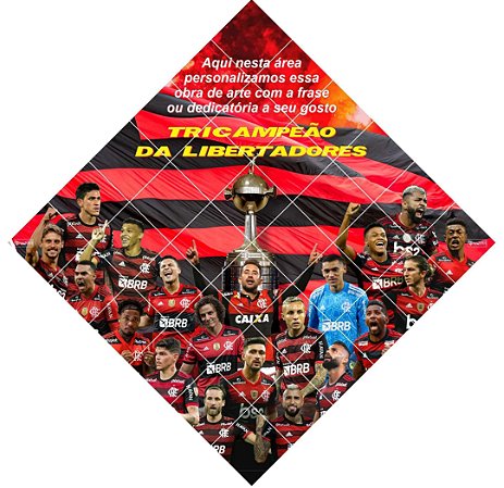 Quadro do Flamengo Tricampeão da Libertadores 3D Mosaico 36 Peças Personalizado com a Frase ou Dedicatória a Seu Gosto