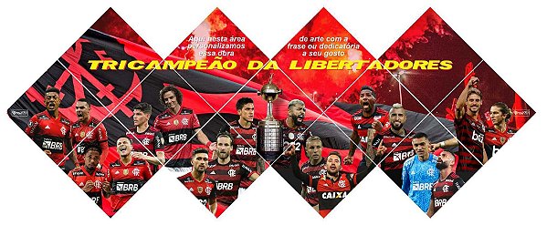 Quadro do Flamengo Tricampeão da Libertadores 3D Mosaico 13 Peças Personalizado com a Frase ou Dedicatória a Seu Gosto