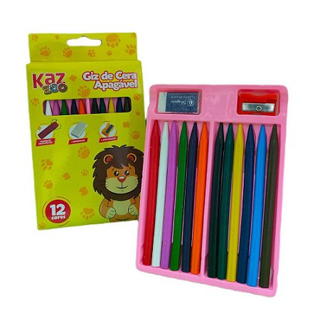 Kit Giz de Cera Apagável 12 cores