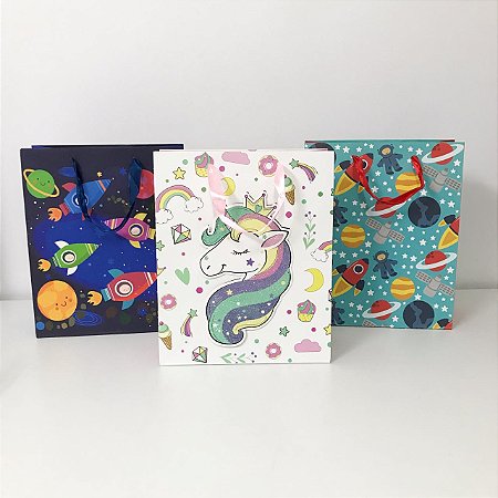 Sacola para Presente Estampada 26x32x12