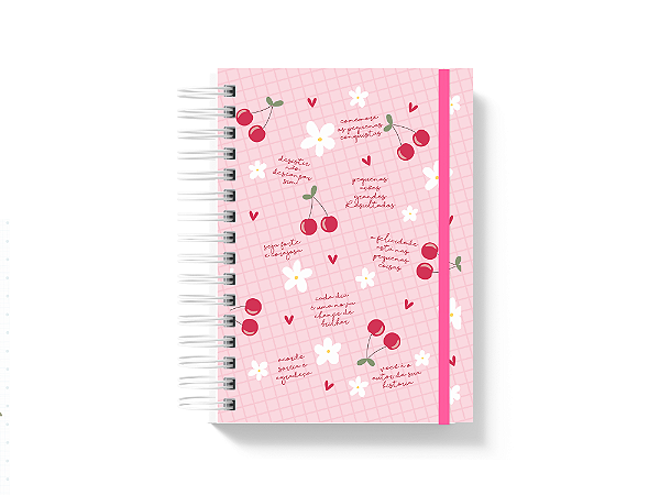 Planner 2026 -Cerejas fundo rosa