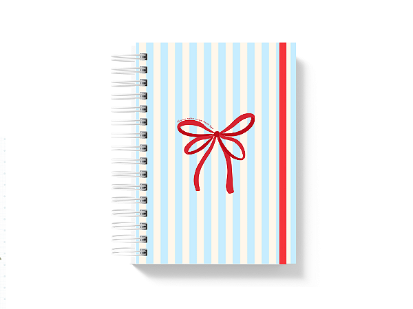Planner 2026 - Laço vermelho, fundo listrado
