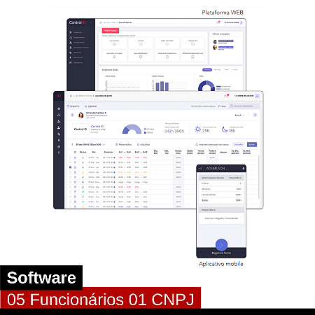 Software de Ponto RHiD Até 05 funcionários + Aplicativo