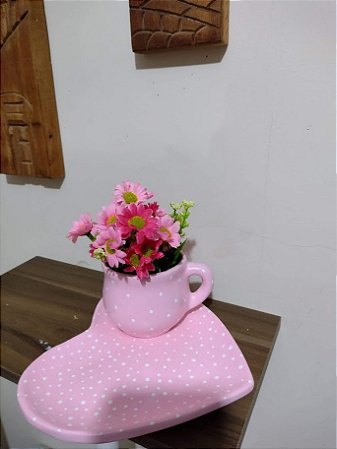 vasinho suculenta xicara coração