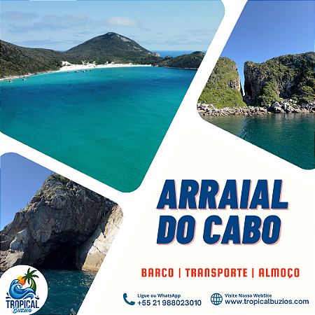 Barco Arraial + Almoço + Transfer Saindo de: Búzios - Valor por Pessoa