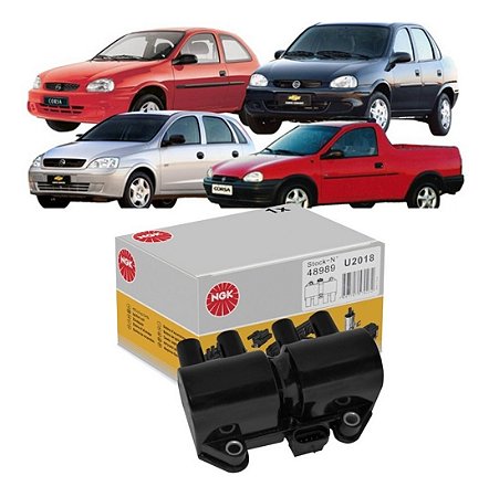 BOBINA IGNIÇÃO CORSA 1.0/1.6 98/05 CORSA 02/08 98 99 00 01 02 03 04 05 06 07 08 09 10 11 12 TIGRA (4 PINOS) "NGK" BO027/U2018