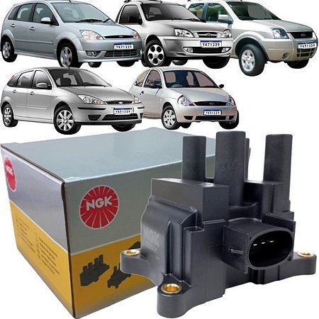 BOBINA IGNIÇÃO FIESTA COURIER 1.0/1.6 99/10 ZETEC ROCAM SUPERCHARGER ECOSPORT 03/10 1.0/1.6 FOCUS 01/10 1.8/2.0 16V KA 99/10 1.6 MONDEO 97/01 1.8/2.0 (BOBINA PARA CARROS GASOLINA) 97 98 99 00 01 02 03 04 05 06 07 08 10 U2001/EBI8007/BI0020MM