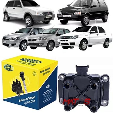 BOBINA IGNIÇÃO DOBLO 01/10 1.3/1.4 PALIO SIENA 01/10 UNO 01/10 1.0/1.3/1.4 FIRE 01 02 03 04 05 06 07 08 09 10 EBI8002B/F000ZS0206/BI0014MM