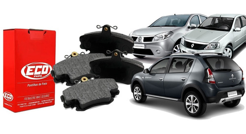 PASTILHA FREIO RENAULT CLIO 96/12 1.0/1.6 8V/16V EXPRESS 1.2/1.4/1.6/1.9 LOGAN 08/14 MEGANE 1.6/1.9/2.0 R18 R19 1.4/1.6/2.0 SANDERO 08/13 1.0/1.6 8V/16V SYMBOL 09/15 TWINGO 1.1/1.2 96 97 98 99 00 01 02 03 04 05 06 07 08 09 10 11 12 13 14 15 ECO1268/SYL135