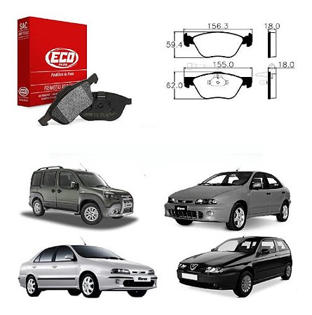 PASTILHA FREIO ALFA ROMEO 145/146/155 SPIDER BRAVA 95/04 DOBLO ADVENTURE 1.8 02/10 IDEA 07/10 LINEA 1.9 03/10 MAREA 98/05 PALIO WEEKEND ADVENTURE LOCKER 1.8 03/10 95 96 97 98 99 00 01 02 03 04 05 06 07 08 09 10 ECO1296/SYL1180/N534