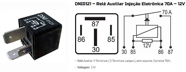 RELE AUXILIAR UNIV. S/SUP. 70A TERM LARGOS 4 PINOS DNI0121 UNID.