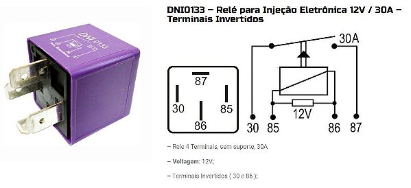 RELE BOMBA COMBUSTIVEL CORSA 4 PINOS DNI0133 UNID.