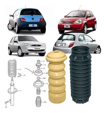 KIT AMORTECEDOR TRASEIRO SUPORTE BATENTE COXIM KA 08/13 08 09 10 11 12 13 14 15150