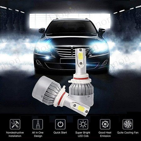 KIT LÂMPADA LED HB3 SUPER BRANCA 12V 55W