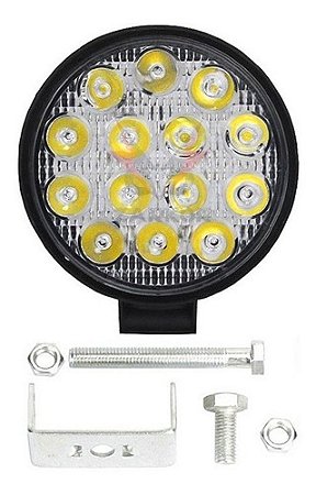 Farol Milha auxiliar Redondo 42w 12v/24v 14 Leds Carro Jeep Troller UNID.