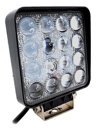 Farol Auxiliar Milha 16 Leds 48w 6000k 12/24v Off-road Quadrado