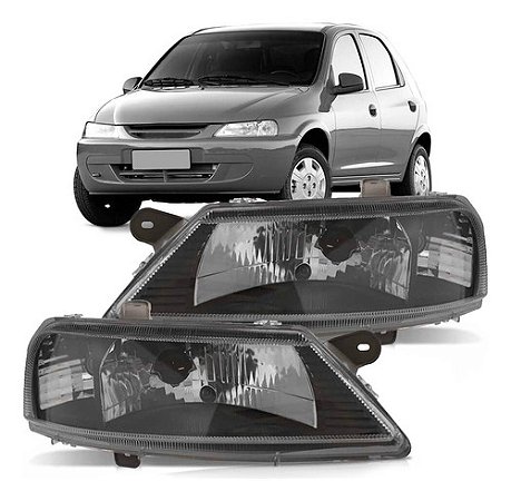 FAROL CELTA 00/06 00 01 02 03 04 05 06 MASCARA NEGRA FUME LADO DIREITO (PASSAGEIRO) 14141568 UNID.