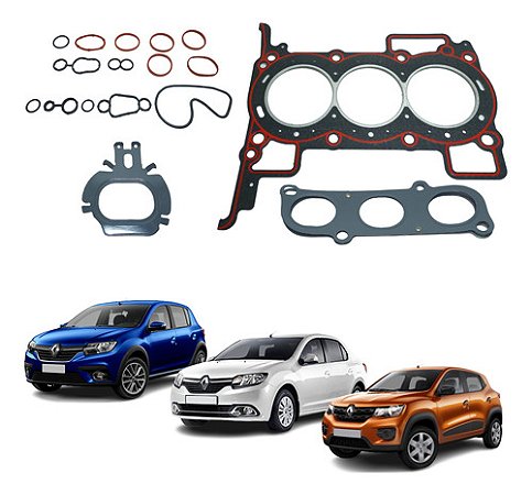 KIT JUNTA CABEÇOTE TAMPA VALVULA COLETOR ADMISSÃO CARTER RETENTOR RENAULT SANDERO 16/23 LOGAN 16/23 KWID 16/23 1.0 12V 3 CILINDROS 16 17 18 19 20 21 22 23 15128601PK