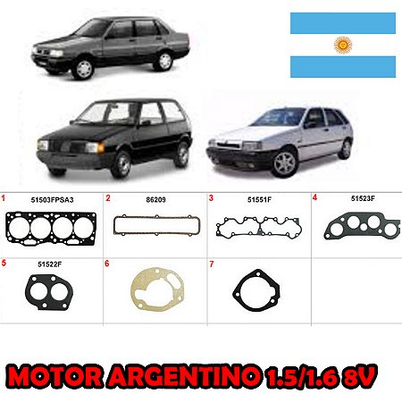 KIT JUNTA CABEÇOTE TAMPA VALVULA COLETOR ADMISSÃO CARTER RETENTOR UNO ELBA FIORINO PREMIO 87/93 1.5/1.6 8V TIPO 93/97 87 88 89 90 91 92 93 94 95 96 97 FIASA (JTA. CABECOTE PADRÃO) ARGENTINO 79553