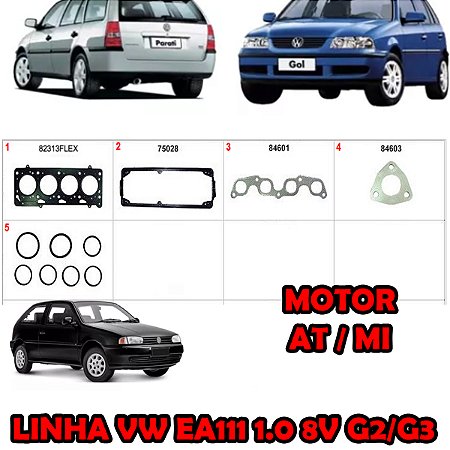 KIT JUNTA CABEÇOTE TAMPA VALVULA COLETOR ADMISSÃO CARTER RETENTOR GOL/PARATI/SAVEIRO G2/G3 BOLA 96/05 1.0 8V EA111/AT/MI 96 97 98 99 00 01 02 03 04 05 (JTA. CABECOTE PADRÃO) 79255