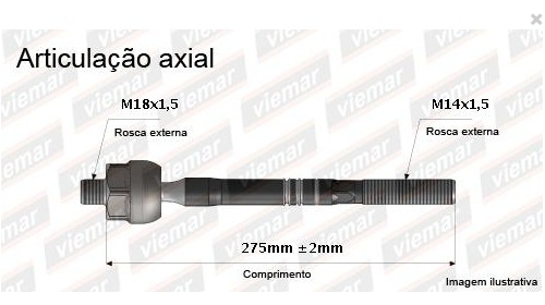 BARRA BRAÇO AXIAL CORSA MONTANA 02/12 MERIVA 02/04 02 03 04 05 06 07 08 09 10 11 12 AMD17794/680178/JARB0049 FÊMEA