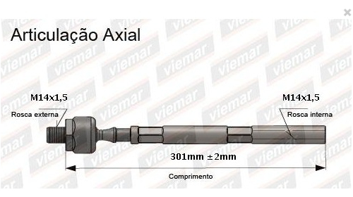 BARRA BRAÇO AXIAL PEUGEOT 206 01/09 207 08/15 HOGGAR 10/14 01 02 03 04 05 06 07 08 09 10 11 12 13 14 15 AMD17801/680116/N99019/17013050 MACHO