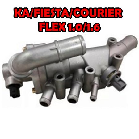 CARCAÇA VÁLVULA TERMOSTÁTICA KA 1.0/1.6 07/14 COURIER 1.0/1.6 07/14 ZETEC ROCAM COM CARCAÇA COM SENSOR (CANO DOBRADO) (ALUMINIO) 07 08 09 10 11 12 13 14 AMD25835/M9350/MQ0554