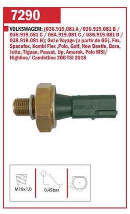 CEBOLINHA ÓLEO INTERRUPTOR SENSOR FOX SPACE 03/18 GOLF 01/18 JETTA 06/18 KOMBI 06/12 PASSAT 96/15 VOYAGE 08/12 1.6/1.0/1.4/2.0 8V 16V 96 97 98 99 0001 02 03 04 05 06 07 08 09 10 11 12 13 14 15 16 17 18 M7290/036919081