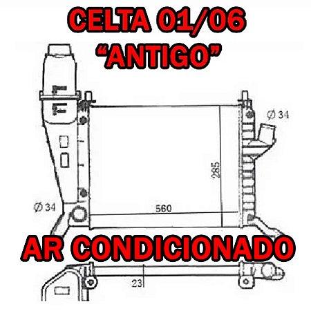RADIADOR CELTA 1.0/1.4 00/05 01 02 03 04 05 06 COM AR CONDICIONADO COM RESERVATÓRIO RD6580E/IRB48228