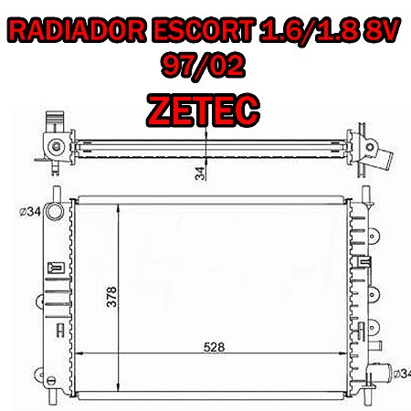 RADIADOR ESCORT 1.6/1.8 00/02 16V 97/02 97 98 99 00 01 02 RD6587E/IRB48521