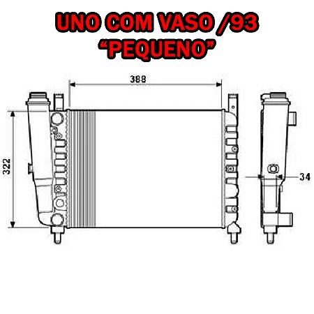 RADIADOR UNO FIORINO 1.0/1.3/1.5 8V 85/93 PREMIO 1.0/1.3/1.5 85/93 1.0/1.3/1.5 85/93 85 86 87 88 89 90 91 92 93 (COM RESVATORIO) "MENOR" RD6202E/IRB48417