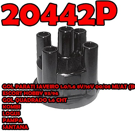 TAMPA DISTRIBUIDOR GOL PARATI SAVEIRO 1.0/1.6 8V/16V 00/08 MI/AT (BOLINHA) ESCORT HOBBY 93/96  GOL QUADRADO 1.6 CHT  KOMBI  LOGUS  PAMPA SANTANA 95 96 97 98 99 00 01 02 03 04 05 06 20442P/MT117443