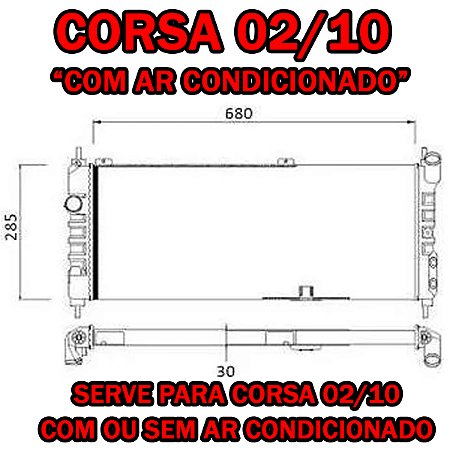 RADIADOR CORSA 02/10 TIGRA 94/02 1.6 16V COM AR 94 95 96 97 98 99 00 01 02 03 04 05 06 07 08 09 10 11 12 13 14 15 16 RD6562E/IRB48220