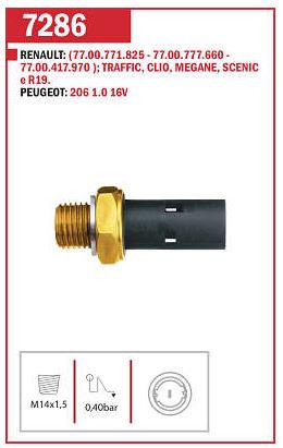 CEBOLINHA ÓLEO INTERRUPTOR SENSOR 206 1.0 16V CLIO 1.0/1.6 8V/16V MEGANE 1.6 16V SCENIC 1.6 16V R19 LAGUNA TRAFFIC 96 97 98 99 00 01 02 03 04 05 06 07 08 09 10 11 12 13 14 M7286