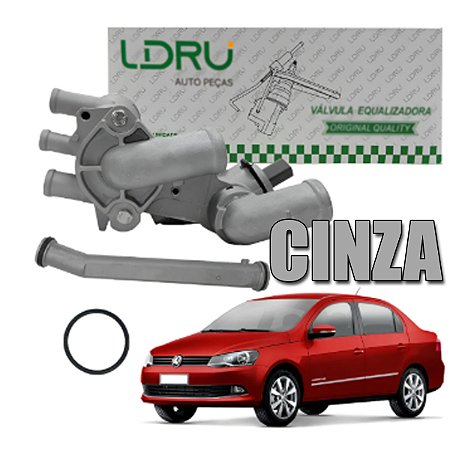 KIT CARCAÇA CAVALETE VÁLVULA TERMOSTÁTICA FOX CROSSFOX SPACEFOX POLO 03/14 8V GOL VOYAGE SAVEIRO 1.0/1.6 8V EA111 G5/G6/G7 03 04 05 06 07 08 09 10 11 12 13 14 15 16 17 18 COM SENSOR CINZA CARCAÇA ALUMINIO + SENSOR CINZA MQ1408/M9374/LD066001/MQ1408