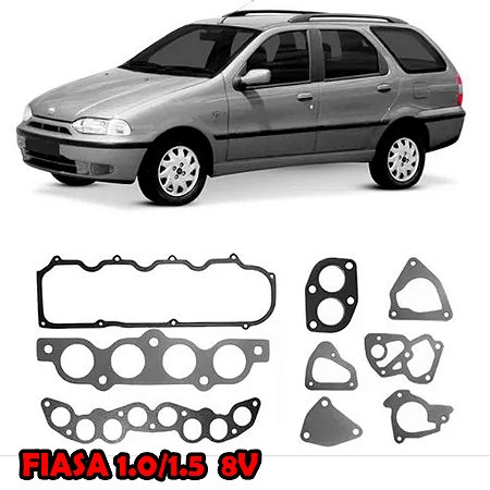 KIT JUNTA CABEÇOTE TAMPA VALVULA COLETOR ADMISSÃO CARTER RETENTOR PALIO SIENA STRADA 96/00 1.0/1.5 8V UNO 97/03 1.0 97 98 99 00 01 02 03 FIASA 79518