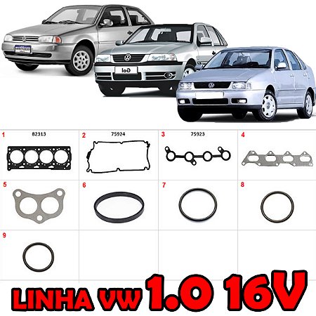 KIT JUNTA CABEÇOTE TAMPA VALVULA COLETOR ADMISSÃO CARTER RETENTOR GOL PARATI 1.0 16V 99/05 POLO CLASSIC 02/05 1.0 16V 99 00 01 02 03 04 05 06 79250