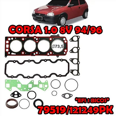 KIT JUNTA CABEÇOTE TAMPA VALVULA COLETOR ADMISSÃO CARTER RETENTOR CORSA 94/96 94 95 96 1.0 8V EFI (1 BICO) 79519/121249PK