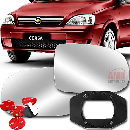 LENTE ESPELHO RETROVISOR CORSA MONTANA 03/12 03 04 05 06 07 08 09 10 11 12 2016-E LADO ESQUERDO (MOTORISTA)