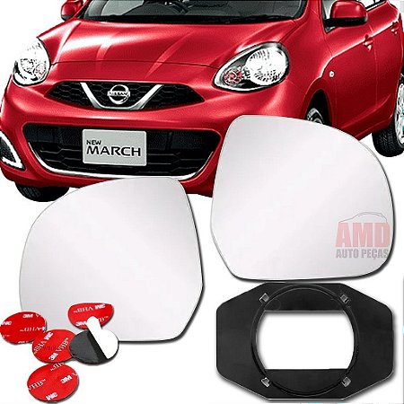 LENTE ESPELHO RETROVISOR NISSAN MARCH 11/19 19 18 17 16 15 14 13 12 11 5336-D LADO DIREITO (PASSAGEIRO)