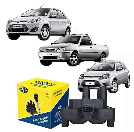 BOBINA IGNIÇÃO COURIER 1.6 8V 08/13 FIESTA 1.0/1.6 8V ZETEC ROCAM 08/13 KA 1.0 8V ZETEC ROCAM 08/13 08 09 10 11 12 13  (BOBINA PARA CARROS FLEX) EBI8048/BI0071MM