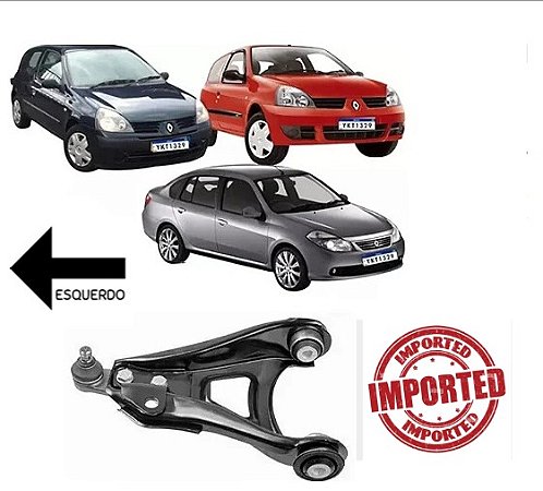 BANDEJA SUSPENSÃO DIANTEIRA RENAULT CLIO 98/14 KANGOO 98/14 98 99 00 01 02 03 04 05 06 07 08 09 10 11 12 13 14 LADO ESQUERDO (MOTORISTA) COM PIVO AMD26812